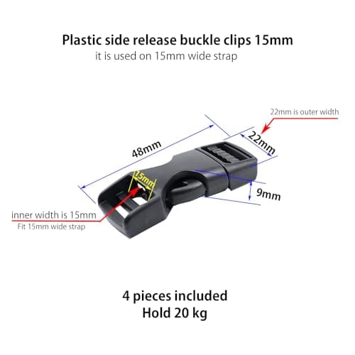 Plastic Side Release Buckles 15mm Bike helmet Clip Replacement Cycle Small Rucksack Strap Snap Bicycle Buckle Clips Clasp for Cycling childs Kids (15mm-4sets) — view 2
