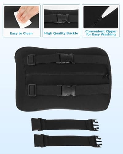 Aukee Memory Foam Car Neck Pillow Soft Leather Headrest for Driving Home Office Black (1PC) — view 5