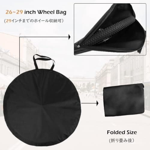 TRIWONDER 2 Pack Bike Wheel Bag 26" 27.5" 29" Bicycle Wheelset Carry Handbag Travel Bag Waterproof Wheel Storage Cover for MTB Mountain Road Bike (Black, 26'') — view 3
