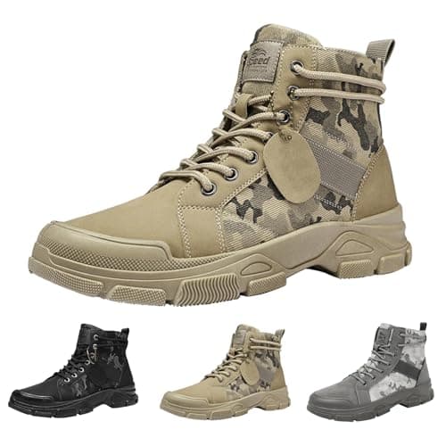 Mens Waterproof Tactical Military Boots - High-Top Hiking Shoes for Outdoor Trekking - Non-Slip Wear Resistant Combat Work Shoes, Camouflage Security Hunting Boots — view 5
