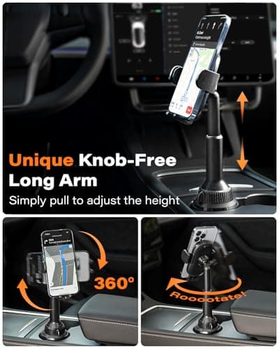 APPS2Car Cup Holder Phone Mount, Cup Phone Holder with Quick Extension Long Arm, Adjustable Universal Cupholder Mobile Mounts for Mercedes SUV Van, Compatible with All Cell Phone iPhone — view 3