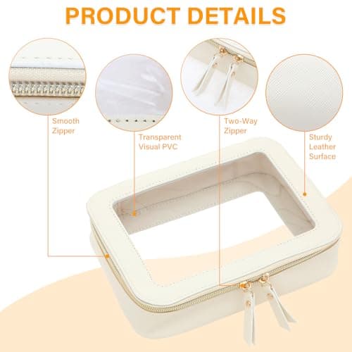 Clear Makeup Bag Travel Toiletry Bag for Women Waterproof Clear Cosmetic Bags with Double Zipper for Ladies Girls — view 4
