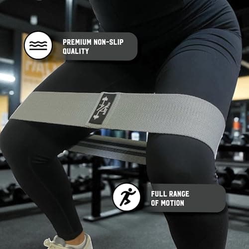 DanRaw Pro Fabric Booty Bands Set of 3 Resistance Bands with Fabric Carry Bag, Light/Medium/Heavy Levels – Non-Slip Glute & Leg Workout Bands for Women & Men. Black Grey and Light Grey — view 3