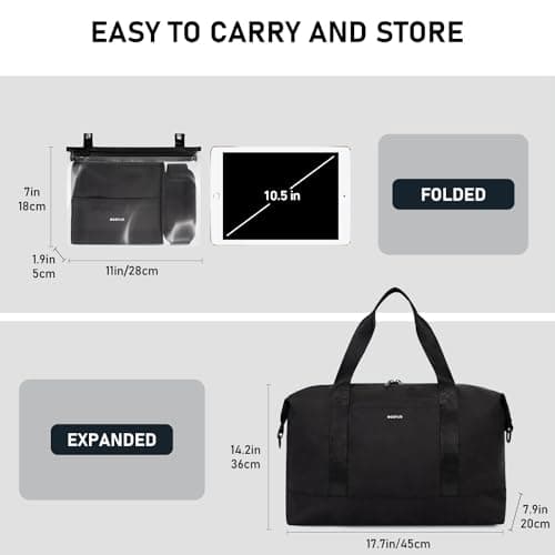 ECOHUB Easyjet 30L Cabin Bag - 45x36x20 Underseat Travel Flight Bag with Foldable Carry On, Removable Wet Pocket, Waterproof Overnight Holdall for Women (Black) — view 5