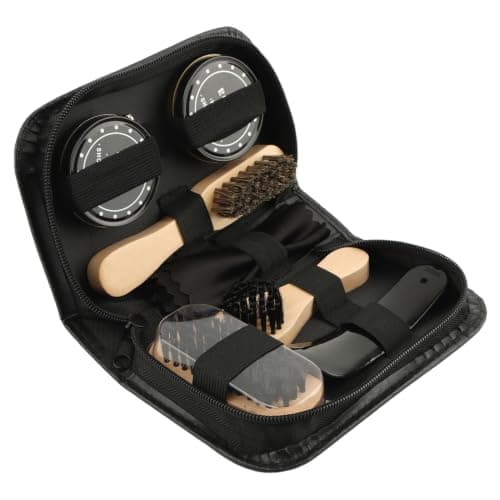 Jiakalamo Shoe Shine Polish Kit with Wooden Brushes and Storage Case