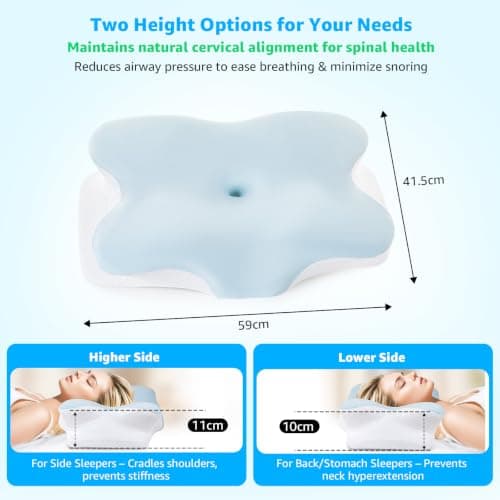BRO Cervical Memory Foam Pillow with 2 Pillowcases for Neck&Shoulder Pain — view 4
