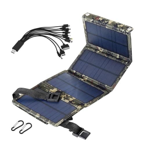 LIXSAZSE Foldable USB Solar Panels 5V IP65 Waterproof Outdoor Household Phone Charger Travel Climbing Power Bank Charging Plate, Camouflage