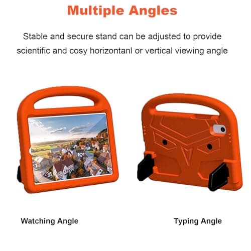 vsedkxis Case for Lenovo Tab M9 Cover 9.0 inch (TB-310FU,2023 Released),Kids Friendly Foldable Cute Stand Rugged Heavy Duty Protective EVA Cover with Portable Handle (Orange) — view 4