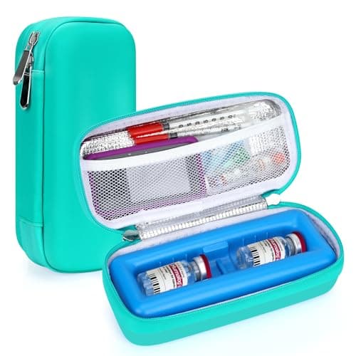 Leng Ke Insulin Vial Travel Case with Ice Brick – EVA Protective Cooler with Mesh Pocket, Shockproof & Portable Insulin Travel Case for Diabetic Supplies (Green)