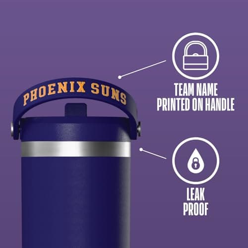 Hydrapeak x NBA Officially Licensed Phoenix Suns 32oz Nomad Stainless Steel Tumbler with Handle and Straw Lid, Leakproof Water Bottle in Limited Edition Collector's Gift Box — view 4