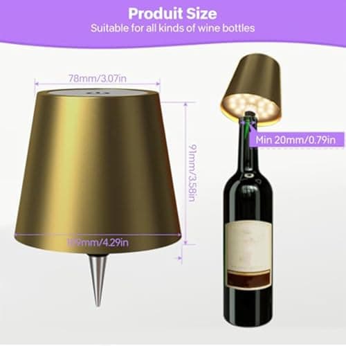 JORCEDI Wireless Bottle Lamp - Rechargeable Bottle Lights USB Rechargeable Bottle Lamp Kit, LED Bottle Lamp Wine Bottle Lamp Touch Dimmable Lamp for Bottle (2pcs Rose Gold,3 Color) — view 5