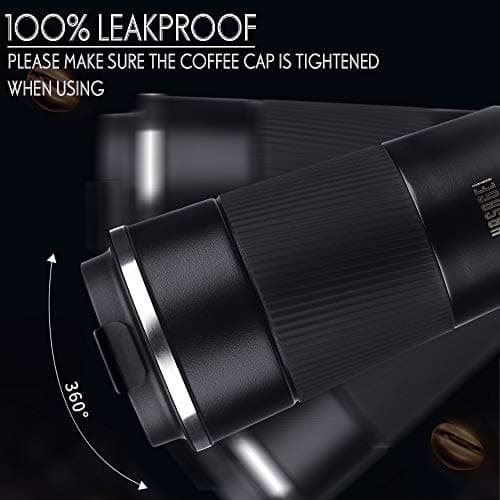 HASAGEI Travel Mug, Insulated Coffee Cup with Leakproof Lid - Vacuum Insulation Stainless Steel for Hot and Cold Water Coffee and Tea Black, 380ml — view 6