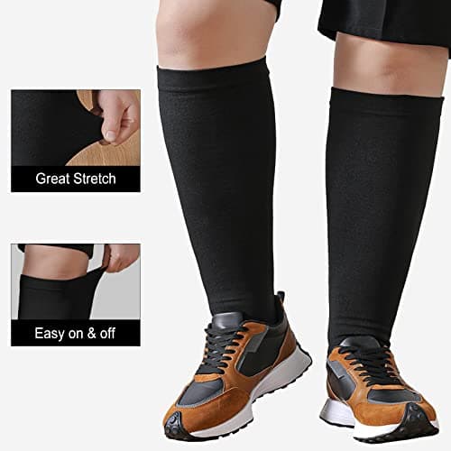 Plus Size Compression Sock For Men: Women Graduated Compression Stockings for Support Flight Travel Running Pregnancy Sports Edema Nurses Seniors Athletic Socks 20-30 mmHg Black 4XL 1Pairs — view 4
