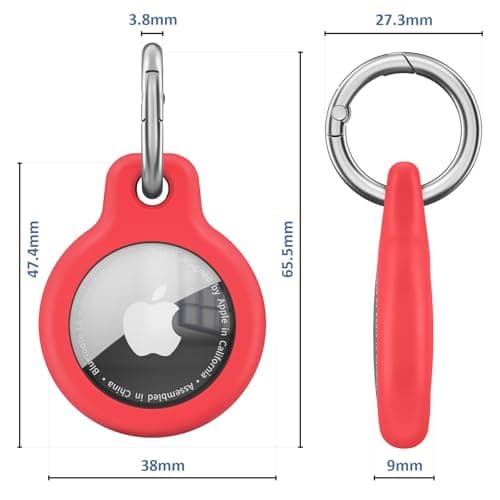 Air Tag Holder Air Tag Silicone Case, with Keychain, TPU Case for Air Tags Keyring for Keys, Bags, Luggage, Pet Collar, Anti-Lost and Scratch-Resistant, Fully Covered (Red) — view 4