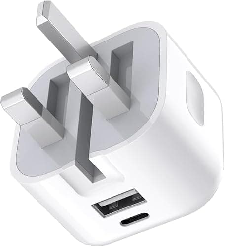 Multi-Port USB C Plug, Type C Fast Charging, Foldable Wall Power Adapter Plug UK, Dual Port Charger Block for iPhone 17/16/15/14 /13 Pro Max/Plus/ipad pro/Samsung Galaxy/Tablet (20W) — view 4