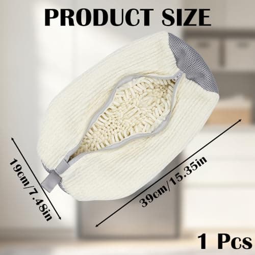 Shoe Washing Machine Bag, Trainer Washing Bag Reusable, Protective Shoe Wash Bag for Washing Machine & Dryer, Microfiber 360° Cleaning Laundry Bag for Trainers（White — view 2