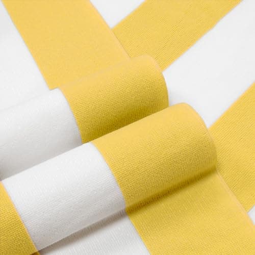 HENBAY Large Oversized Beach Towel - Fluffy 35 x 70 Inch Plush Microfiber Pool Towel, Yellow Striped Quick Dry Cabana Swim Towel — view 2