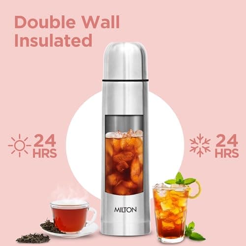 Milton Flask 1 Litre (34 oz) Insulated Water Bottle with Cover, Flip Lid — view 2