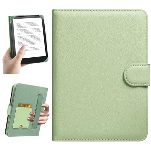 HoYiXi Universal Case for 6-inch Kindle eReader Compatible with Kobo/Voyaga/Pocketbook/Tolino E-book reader,6'' eReader Protective Cover with Built-in Card Slot,Black (green, 6 inch)