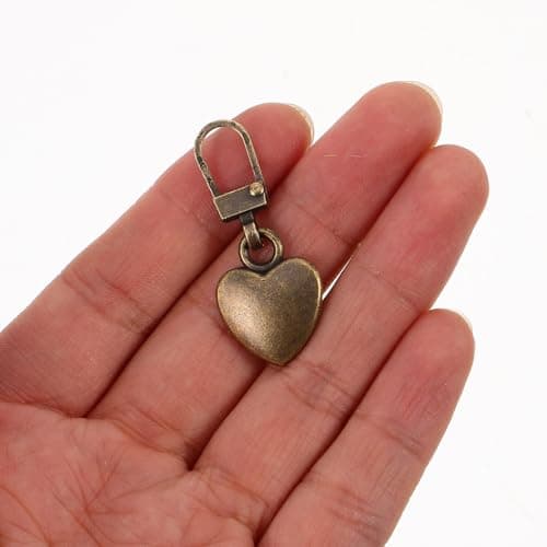 CALLARON 10pcs Universal Metal Heart Shape Zipper Slider Replacement Kit for Shoes and Bags, Detachable and Convenient Zip Puller Repair Accessory Suitable for Travel and Office Use — view 3