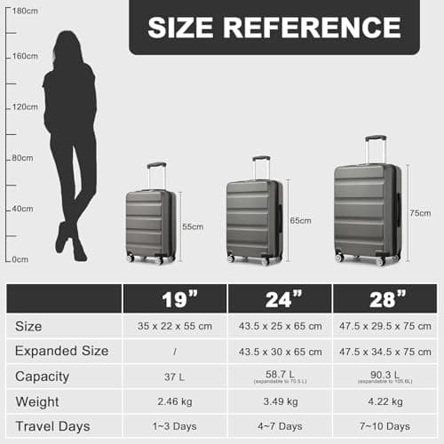 Kono 28 Inch Large Suitcase Expandable ABS+PC Hard Shell Checked Luggage — view 2