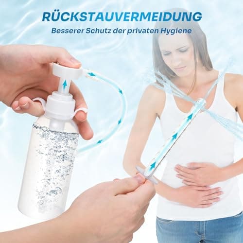 Reusable Vaginal Cleaning System, 300 ml Vaginal Shower for Women, Men, Shower with Manual Pressure, Enema Set for Intestinal Enema Syringe with 3 Nozzle Tips, Suitable — view 4