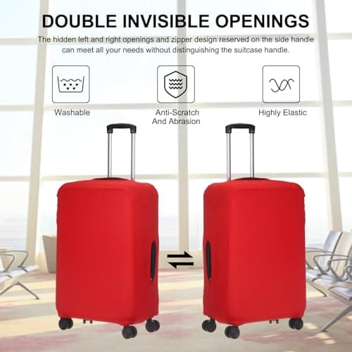 sourcing map Travel Luggage Cover, Washable Suitcase Covers for Luggage Anti-scratch Suitcase Protector Elastic Baggage Protective, Fits 22-25 Inch Suit Case, Red — view 4