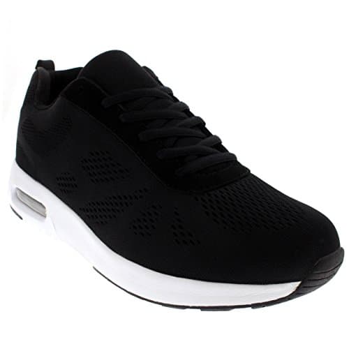 Get Fit Men’s Air Cushioned Running Trainers - Lightweight Breathable Gym Shoes with Shock Absorbing Sole - Comfortable Lace-Up Athletic Walking Sneakers - Black/Black/White - 10 — view 3