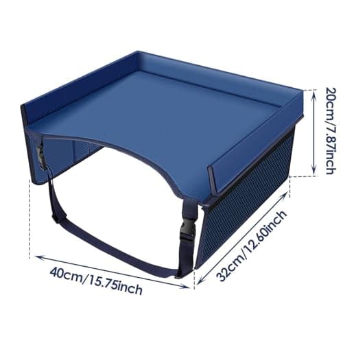 Foldable Car Seat Tray for Kids Travel 15.75x12.6x7.87 in Multifunctional Kids Lap Desk Travel Tray with Pockets Lap Desk Organizer Must Have for Eating Road Trip Airplane — view 4