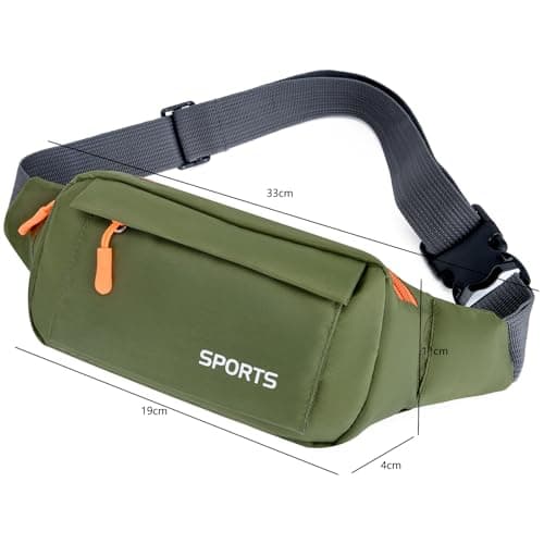 Bumbag Waist Fanny Pack Running Belt for Men Ladies，Against Theft Money Belt for Outdoors Workout Hiking Traveling Gifts for Men Women(Green) — view 5