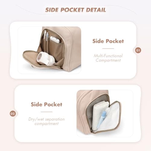 GOLF QUALITY Garment Bags for Travel 2 in 1 Convertible Suit Travel Duffel Bag for Women, Stylish Carry On Duffle Bag with Shoulder Strap Weekend Overnight Holdall Bags for Men 48L, Apricot — view 2