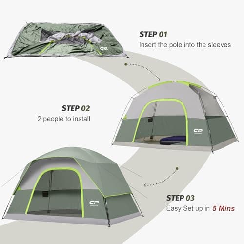 CAMPROS CP Large Family Tent for 6 People, Spacious Waterproof Camping Tent with 182 cm Standing Height, Easy Setup Dome Tent with Separate Living Space & Mesh Ventilation for Family Camping Holiday — view 5