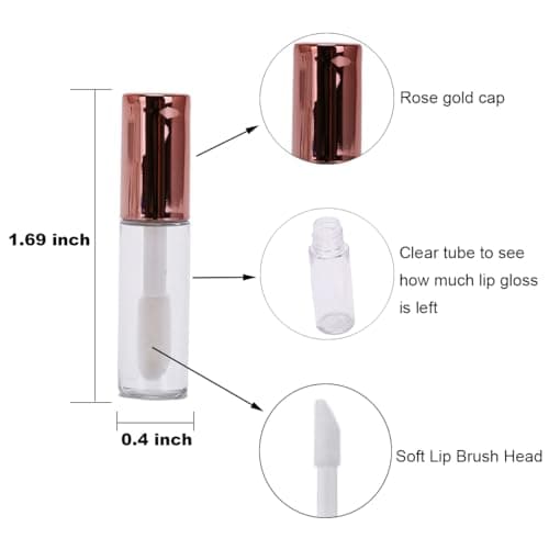 SKYPRO 20 Packs 1.2 mL Pretty Empty Lip Gloss Tubes Containers, Clear Mini Refillable Lip Balm Bottles with Rubber Inserts and 3pcs Transfer Pipettes for Lip Samples Travel DIY Makeup (4 Colors) — view 2