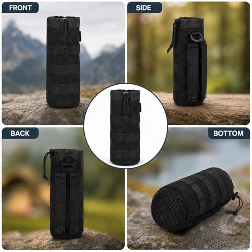 ElioVelluL MOLLE Water Bottle Holder Pouch Tactical Hydration Carrier, Adjustable Nylon Bottle Holster Bag for Backpack, Hiking, Camping, Cycling and Outdoor Military Gear Use — view 4