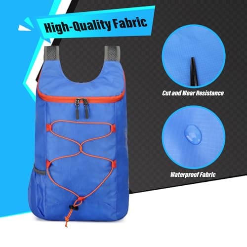 Sahunfri 2 Pcs Ultra Lightweight Backpack, Foldable Backpack Water Resistant Travel Rucksack, Multi-Functional Foldable Backpacks Womens Men For Camping, Hiking, Biking (Black Royal-blue) — view 2
