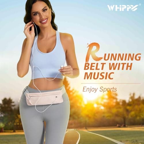 WHIPPY Running Belt for Phone Bag Running Gifts for Women Fanny Pack for Men Elastic Runners Money Belt Phone Holder Hiking Waist Pack, Pink — view 4
