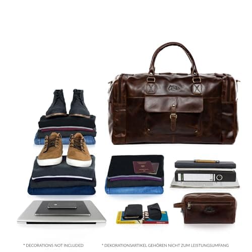 SID & VAIN Travel Bag Holdall Yale Large Duffel Bag Real Leather Show Compartment Weekender Duffle Leather Bag Men Bag — view 6