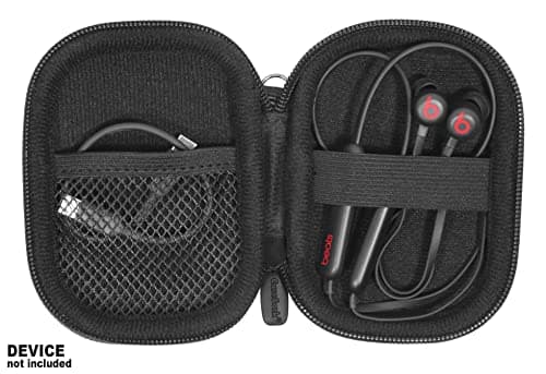 CaseSack case for Beats Flex Wireless Earbuds. Also for Powerbeats High-Performance Wireless Earbuds, mesh Charge Cord Pocket (Black) — view 3