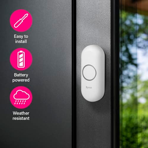 Byron Wireless Doorbell Set – Twin Pack – Battery Portable and Plug in – 150 m Range – 16 Melodies – DBY-22324UK — view 5