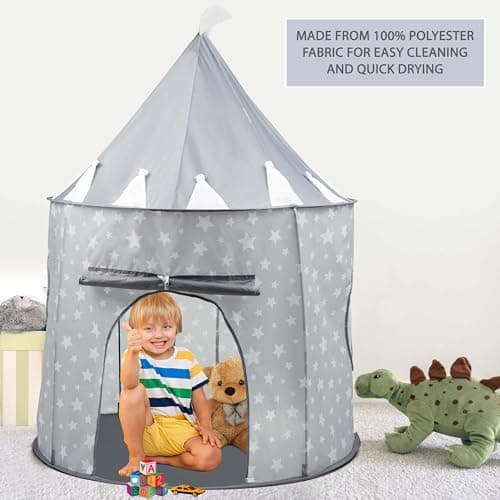 Crystals Kids Pop Up Play Tent – Princess Castle Playhouse for Children | Sensory Tents for Children | Barbie Kid Tent | Foldable Pop Up Playhouse Fun Toy (Grey Tent) — view 6
