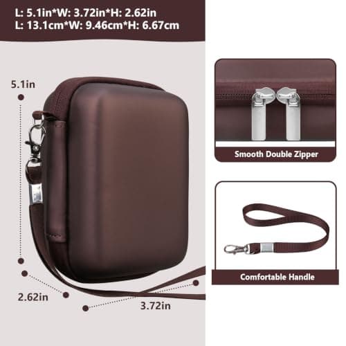 Supmay Travel Case for Kodak Pixpro C1 – Ultra-Compact Digital Camera, 13MP Compact Point and Shoot Digital Camera Portable Storage Holder with Mesh Bag for Charger and Charging Cable, Brown — view 3