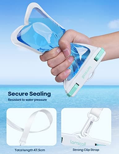Lamicall Waterproof Phone Pouch Case - [2 Pack] IPX8 Waterproof Phone Case for Swimming Dry Bag with Clip Strap for iPhone 17 16 15 14 13 12 11 Pro Max Plus Air Mini, Xs, Samsung S23, Up to 7” - White — view 6