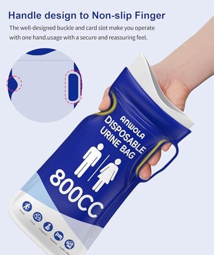 ANWOLA Portable Urinal for Men,Disposable Urine Bags with Handle,Emergency Toilet Pee Bags,Vomit Bag Travel Urinals for Men,Women,Pregnant,Patient,Kids,Travel,Car,Camping,Hiking (12, Blue) — view 3