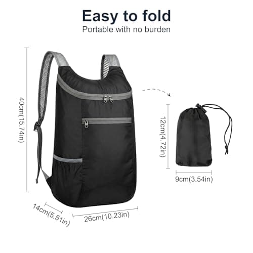 FACHOI Ultra Lightweight Backpack, Small Water Resistant Rucksack Multi-Functional Foldable Backpack Waterproof Packable Hiking Daypack for Women Men Outdoor Camping Hiking Biking F4-HWSJB — view 2