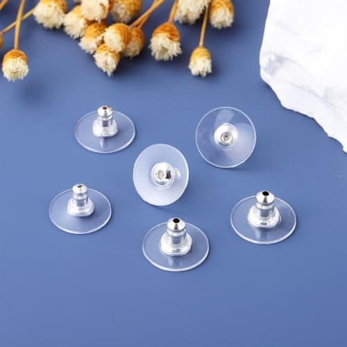 Locking Earring Backs for Studs, 6 Pcs Silicone Silver — view 4