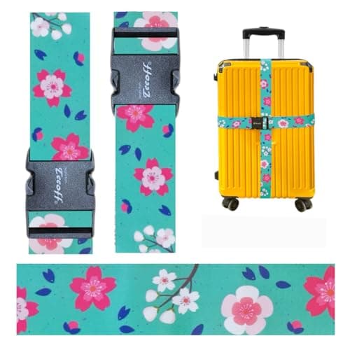 Teeoff Luggage Straps Suitcase Belts Travel Bag Accessories Adjustable (Sakura Mint- 2 Pack, 220CM)