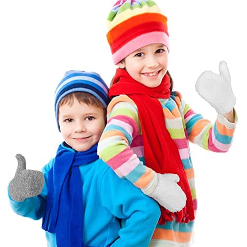 4 Pairs Kids Winter Mittens Soft Knit Gloves Set 4-10Y Earthy Tones — view 2