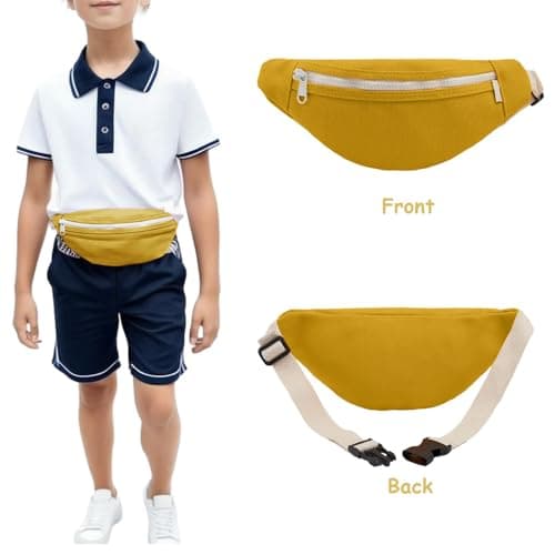 Kids Bumbag, Canvas Fanny Pack for Kids Crossbody Waist Bag for Unisex Toddler Boys Girls (Yellow) — view 4