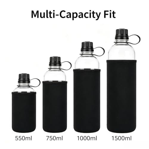 2-Pack Insulated Water Bottle Thermal Sleeve Cover for 550ml/750ml/1000ml/1500ml Bottles – Stretchable Scuba Fabric, Scratch & Resistant, for Camping, Hiking, Travel(750ML Black) — view 6