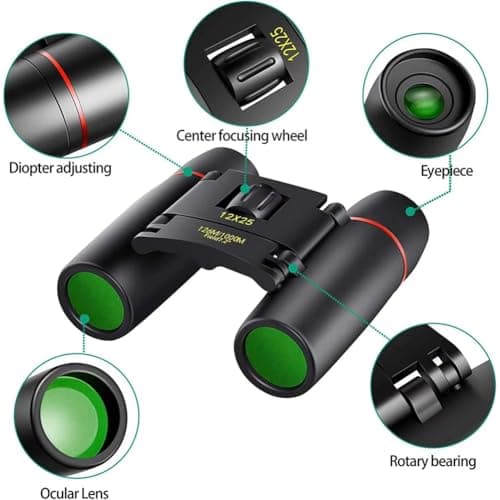 Wesafrae Compact 12X25 Small Pocket Binoculars Adults, Kids Binoculars for Boys for Bird Watching, Concert Theater Opera — view 5